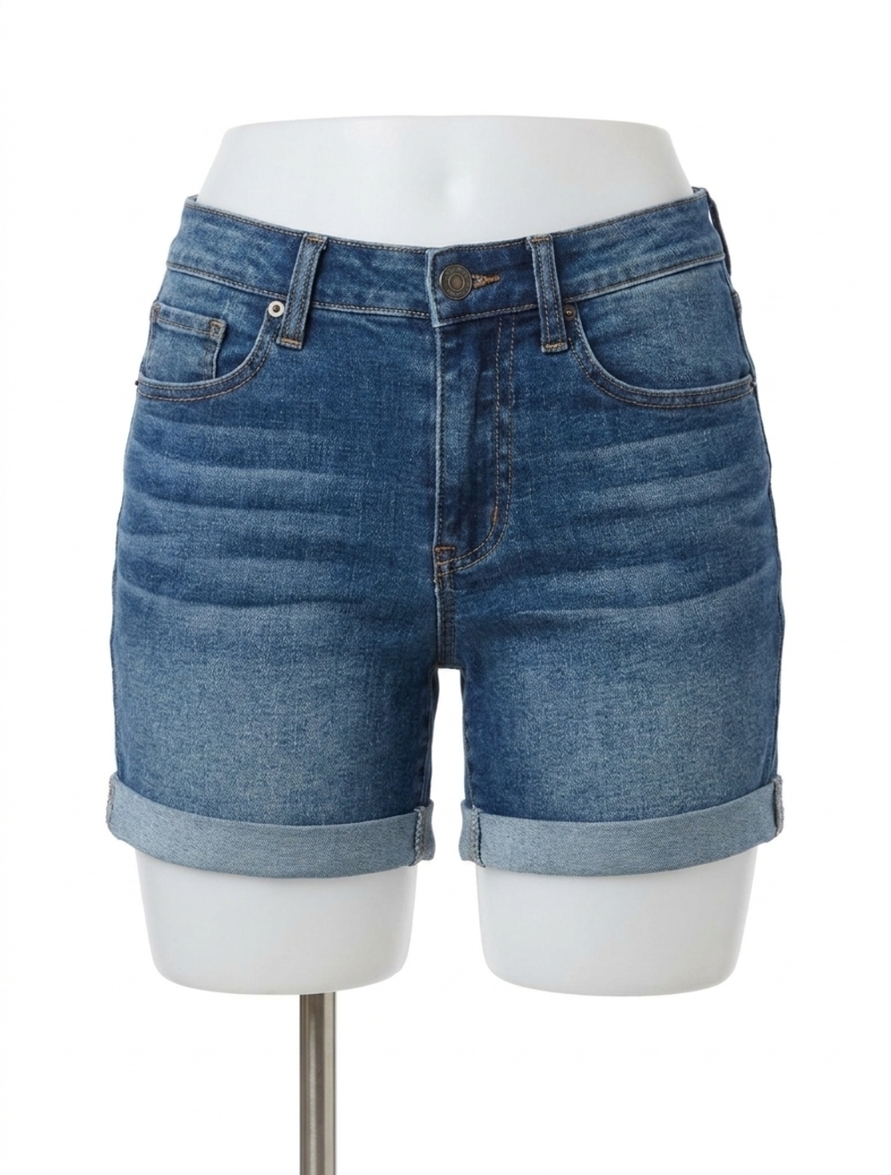 NEW GRACE AND LACE non distressed 5" super stretch shorts in midwash